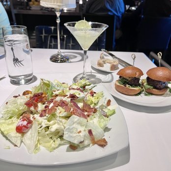 Eddie V's Prime Seafood - Chopped Wedge BLT salad, spicy margarita, and filet sliders. - Seafood Near Me - Plano, Texas Eddie V's Prime Seafood - Chopped Wedge BLT salad, spicy margarita, and filet sliders. - Seafood Near Me - Plano, Texas