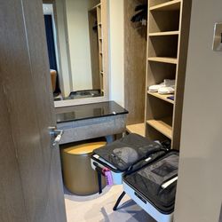 Closet enables bags to remain open for our three nights