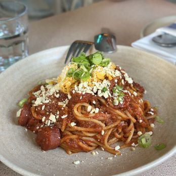 BB's - JB's Spaghetti hotdog, beef ragu, cheddar cheese - Filipino Near Me - Toronto, Ontario
