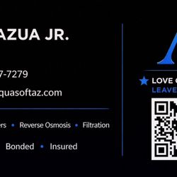 Aqua Soft - Business card. With QR code to take you to our 5* google reviews.