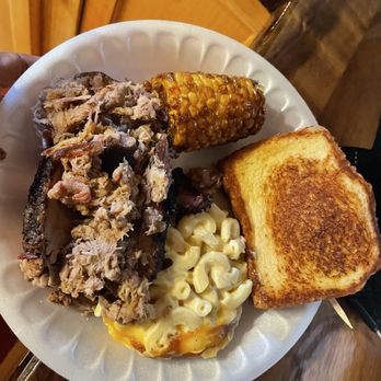 Brisky's Family Style BBQ - Hubby: Mac & Cheese, Corn on da Con, Brisket, Pulled Pork & Garlic Toast - Barbeque Near Me - St. Augustine, Florida Brisky's Family Style BBQ - Hubby: Mac & Cheese, Corn on da Con, Brisket, Pulled Pork & Garlic Toast - Barbeque Near Me - St. Augustine, Florida