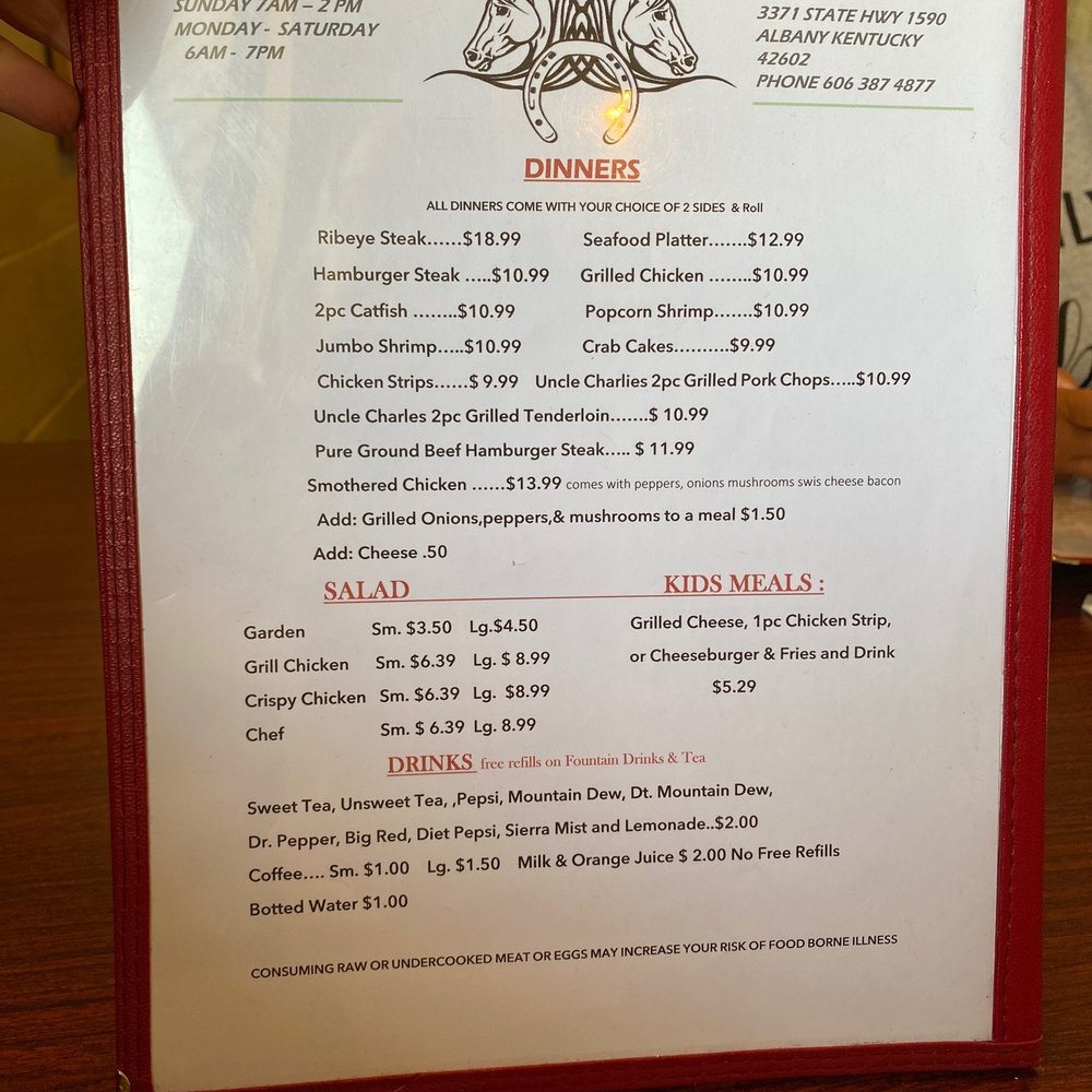 Horseshoe Grill - the menu for the restaurant - American Near Me - Albany, Kentucky