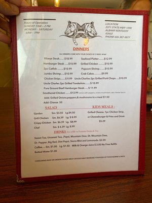 Menu photo 1 Horseshoe Grill Albany, KY Menu photo 1 Horseshoe Grill Albany, KY