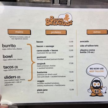 Bread & Breakfast - Burbank - menu 1/2 - Breakfast & Brunch Near Me - Burbank, California