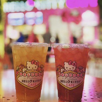 Hello Kitty Cafe - A peach iced tea and raspberry mint iced tea! - Desserts Near Me - Las Vegas, Nevada Hello Kitty Cafe - A peach iced tea and raspberry mint iced tea! - Desserts Near Me - Las Vegas, Nevada