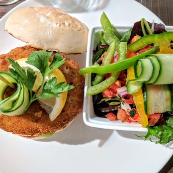 Liberty Grill - Crab Burger. The salad was so beautiful and fresh! - Burgers Near Me - Cork, Colorado