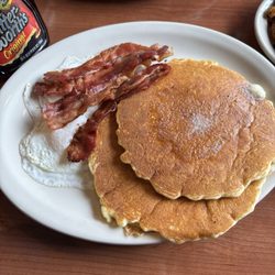 Athena's Family Restaurant - Pancakes, over easy eggs, & bacon