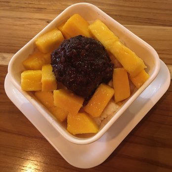 OC Dessert - Black rice with mango pieces with snow ice. The white part melts in your mouth. - Desserts Near Me - Brooklyn, New York