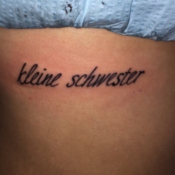 Brilliance Tattoo - Sisters tattoo. "Little sister" in German - Tattoo Near Me - Boston, Massachusetts Brilliance Tattoo - Sisters tattoo. "Little sister" in German - Tattoo Near Me - Boston, Massachusetts