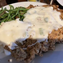 Lake Athens Marina & RV Park - Chicken Fried steak, green beans and mashed potatoes