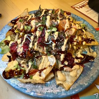 City Kitchen - Poke Wonton Nachos - Avocado, Shoyu salmon, cuke, pickled gingers, wasabi peas, sesame, scallion, house sauces - New American Near Me - Pittsburgh, Pennsylvania