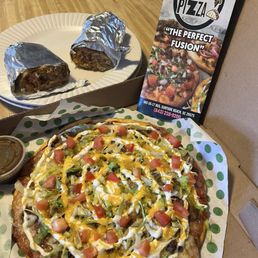 Taco pizza and Chilanga burrito Taco pizza and Chilanga burrito