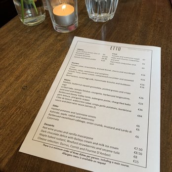Etto - Menu on Sept 14 - Spanish Near Me - Dublin, D
