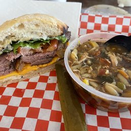 Half and half...California Steak sandwich and Turkey/Veggie soup! Half and half...California Steak sandwich and Turkey/Veggie soup!