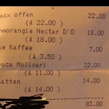 Ente - An outrageous bill for subpar drinks. Remember, theses charges are in Euro, not dollars. - Modern European Near Me - Wiesbaden, HE