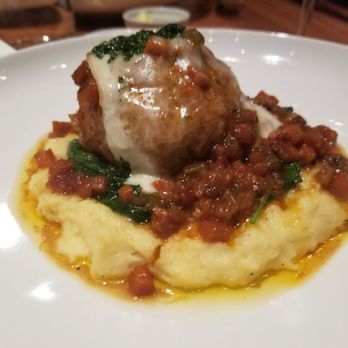 Monarque - Veal meat ball with gremolata served on polenta - Brasseries Near Me - Montreal, Quebec Monarque - Veal meat ball with gremolata served on polenta - Brasseries Near Me - Montreal, Quebec