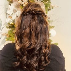 West Hair Company AVEDA - My partial up-do for holiday party.