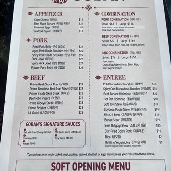 Goban Korean BBQ - Menu - Korean Near Me - Bellevue, Washington Goban Korean BBQ - Menu - Korean Near Me - Bellevue, Washington