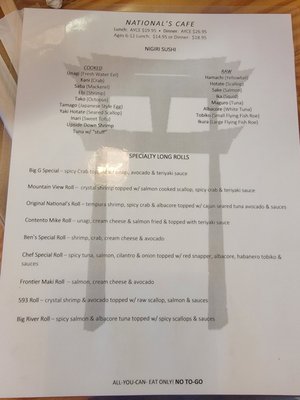 Menu photo 1 National's Cafe Carson City, NV