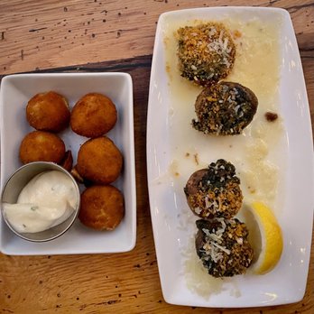 Cafe Ba-Ba-Reeba! - 63. ibérico ham croquetas & 31. spinach & manchego-stuffed mushrooms - Spanish Near Me - Chicago, Illinois Cafe Ba-Ba-Reeba! - 63. ibérico ham croquetas & 31. spinach & manchego-stuffed mushrooms - Spanish Near Me - Chicago, Illinois