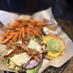 Bang Bang Burgers - Chicken Club with Sweet potato fries