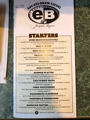 Menu photo 8 Embers Brew House Joseph, OR