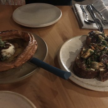 Squable - Small plates - Dutch Baby Pancake + Marinated mussels - Modern European Near Me - Houston, Texas