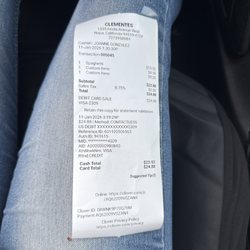 Clementes Authentic Italian - Receipt