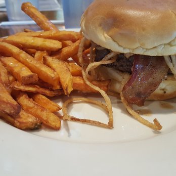 Hickory Tavern - Smokehouse Burger - great flavor, sauce didn't cover it all leading to a few bland bites. Sweet potato fries - yum! - American Near Me - Gastonia, North Carolina Hickory Tavern - Smokehouse Burger - great flavor, sauce didn't cover it all leading to a few bland bites. Sweet potato fries - yum! - American Near Me - Gastonia, North Carolina