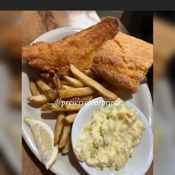 Daytons - fish Platter with potato salad #daytonsrestaurant #salisburrymd #preservefootprints - American Near Me - Salisbury, Maryland