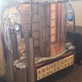 Johnny Rockets - Old school mini juke box, but it doesn't work. They tricked us! - Burgers Near Me - Atlantic City, New Jersey Johnny Rockets - Old school mini juke box, but it doesn't work. They tricked us! - Burgers Near Me - Atlantic City, New Jersey