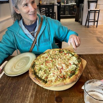 Tavern on 12 - The crab margarita pizza with a satisfied customer - American Near Me - Frisco, North Carolina Tavern on 12 - The crab margarita pizza with a satisfied customer - American Near Me - Frisco, North Carolina