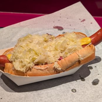 Pink's Hot Dogs - Pastrami Reuben Dog - Hot Dogs Near Me - Universal City, California Pink's Hot Dogs - Pastrami Reuben Dog - Hot Dogs Near Me - Universal City, California