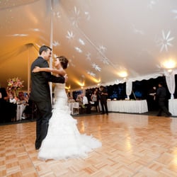 Indestructo Party Rental - High Peak Pole Tent with Perimeter and Pattern Lighting, Parquet Dance Floor