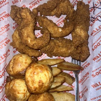 Waldo's Chicken & Beer - Chicken Tender plate x wedges x extra cheddar biscuits - Chicken Shop Near Me - Nashville, Tennessee Waldo's Chicken & Beer - Chicken Tender plate x wedges x extra cheddar biscuits - Chicken Shop Near Me - Nashville, Tennessee