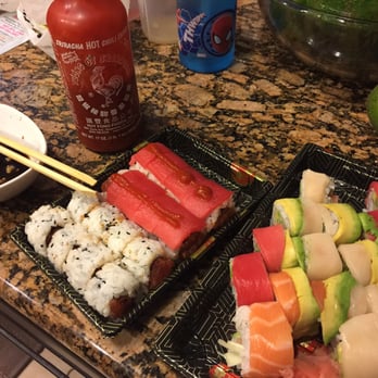 Summer Palace - Spicy tuna roll, spicy tuna roll with tuna on top (customized for me) and 2 rainbow rolls. - Chinese Near Me - Windermere, Florida