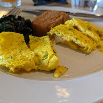 The Royal Hotel - Omelet with collard greens and potato pave - Hotels Near Me - Picton, Ontario