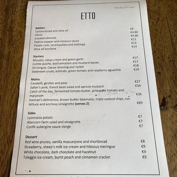 Etto - Menu - Spanish Near Me - Dublin, D