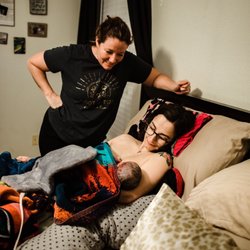 Emergence - Midwife Caitlyn helping asses baby girls latch, also telling me how amazing I did
