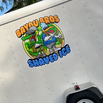 Bayou Bros Shaved Ice - the logo on the side of a trailer - Shaved Ice Near Me - Fort Worth, Texas