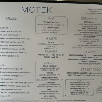 Motek - Menu - Mediterranean Near Me - Aventura, Florida