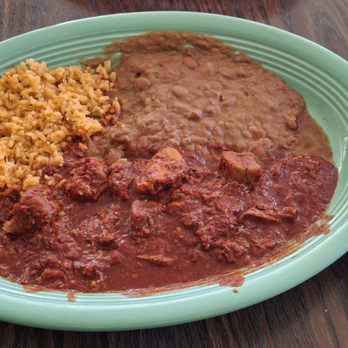 Gloria's Kitchen - Chile Colorado with five pieces of pork they really skimped out on everything and the sauce had this funny taste to it. - Mexican Near Me - Ventura, California