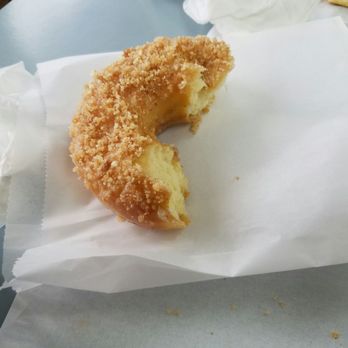 Rocky's Donut House - Crumb doughnut- don't be fooled, it's only half eaten because we had a few people try it. We ended up throwing it out! - Donuts Near Me - Lemoore, California