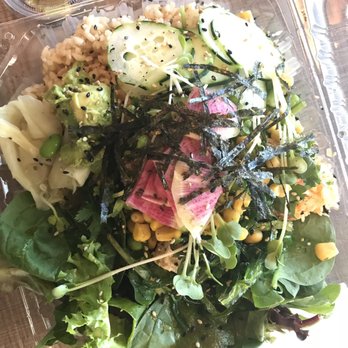 Ocean Poke - 2 scoops - $8.75 - Brown rice/salad, salmon/yellow tail, ponzu/spicy mayo. - Poke Near Me - Murrieta, California