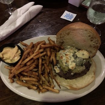 Monk's Cafe - Monk's Burger (caramelized leeks and blue cheese) and Pommes Frites. Medium rare perfection, and the brioche bun was incredible. - Pubs Near Me - Philadelphia, Pennsylvania Monk's Cafe - Monk's Burger (caramelized leeks and blue cheese) and Pommes Frites. Medium rare perfection, and the brioche bun was incredible. - Pubs Near Me - Philadelphia, Pennsylvania