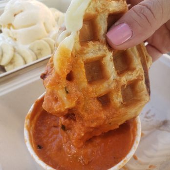 Waffle Love - Grilled cheese with dipping sauce - Waffles Near Me - Northridge, California Waffle Love - Grilled cheese with dipping sauce - Waffles Near Me - Northridge, California