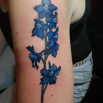 Rosa Negra Tattoo - Larkspur flowers - Tattoo Near Me - Miami, Florida Rosa Negra Tattoo - Larkspur flowers - Tattoo Near Me - Miami, Florida