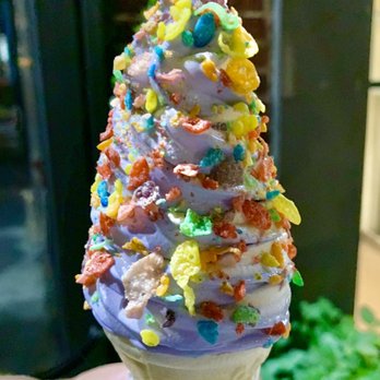 Soft Swerve - Ube coconut swirl with fruity pebbles - Ice Cream & Frozen Yogurt Near Me - New York, New York Soft Swerve - Ube coconut swirl with fruity pebbles - Ice Cream & Frozen Yogurt Near Me - New York, New York