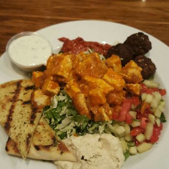 Veggie Grill by Next Level - Mediterranean super greens salad with buffalo chicken - Vegan Near Me - Pasadena, California Veggie Grill by Next Level - Mediterranean super greens salad with buffalo chicken - Vegan Near Me - Pasadena, California