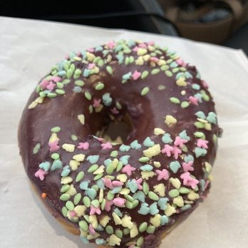 Rainbow Donuts Cafe and Deli - Blueberry glazed with Easter sprinkles - Donuts Near Me - Phoenix, Arizona Rainbow Donuts Cafe and Deli - Blueberry glazed with Easter sprinkles - Donuts Near Me - Phoenix, Arizona